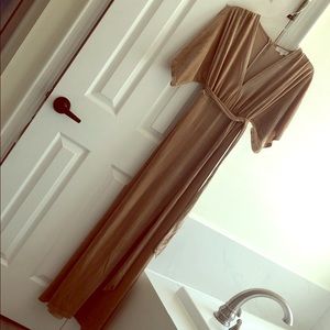 Gold tan velvet dress small